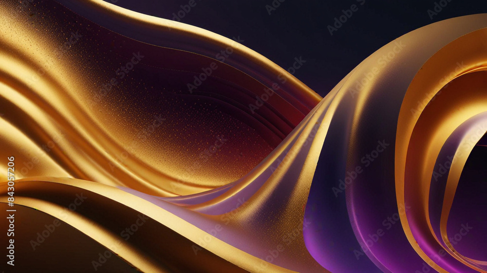 Fototapeta premium 3d purple and gold abstract gradient wave background. abstract neon background concept.
