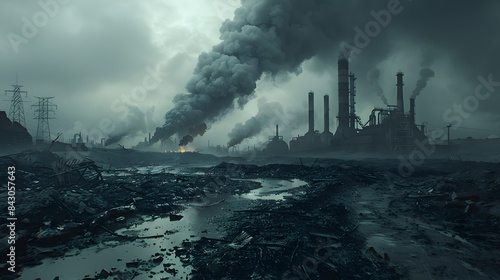 modern art, In a desolate wasteland, toxic fumes rise from the ground, a poignant reminder of the poisonous nature of adversity faced by the inhabitants., high detailed