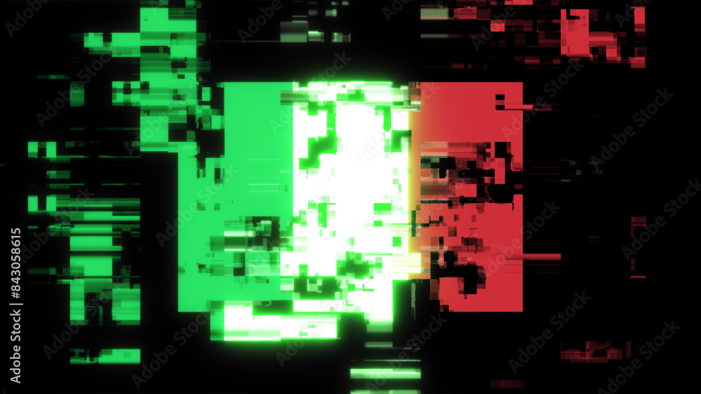 3D rendering flag Italy with screen effects of technological glitches 3D rendering flag Italy with screen effects of technological glitches