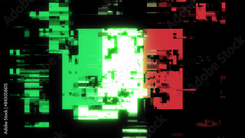 3D rendering flag Italy with screen effects of technological glitches