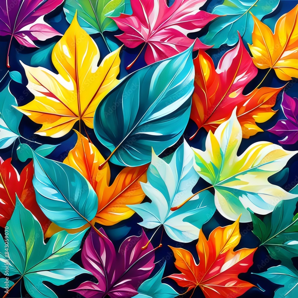 Vibrant Foliage: A Burst of Energy in Colorful Abstract Leaves Vibrant Foliage: A Burst of Energy in Colorful Abstract Leaves