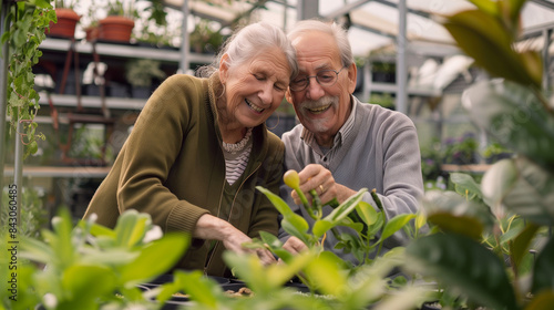 Wallpaper Mural Elderly couple gardeners working in the garden greenhouse with their family Torontodigital.ca