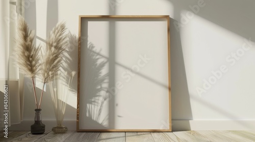 Empty horizontal picture frame mockup