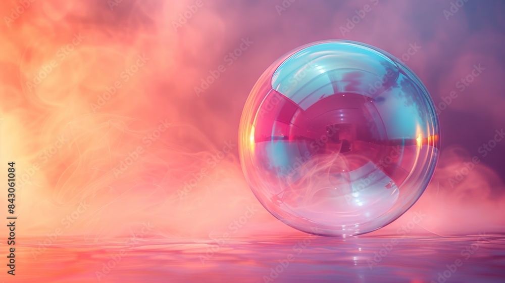 An ethereal and colorful depiction of a soap bubble with smoke and light refractions creating a dreamy and abstract look An ethereal and colorful depiction of a soap bubble with smoke and light refractions creating a dreamy and abstract look