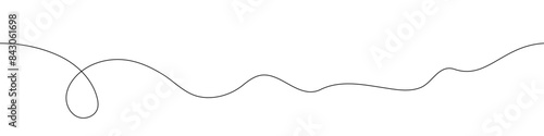 Abstract wave line bg. Black dynamic doodle art on white background. Seamless thread with swirl pattern. Messy curl drawn concept. Artistic brush drawing. Chaos scribble string with knot
