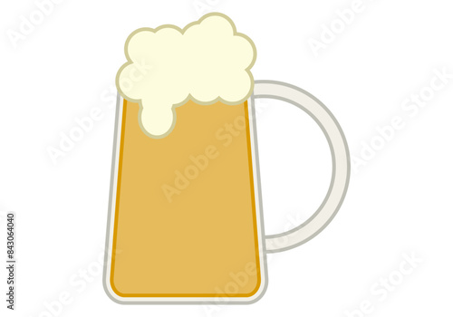 Jarra de cerveza con espuma en fondo blanco