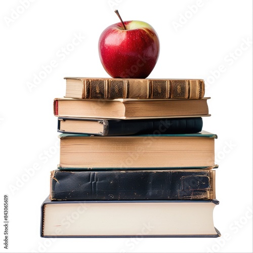 Book With Apple. Black and Blue Background Collection in College Colors photo