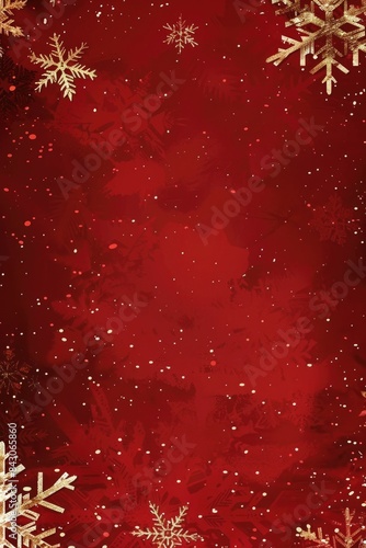 Christmas Background Vertical. Red Snowflake Retro Border on Festive Christmas Background photo