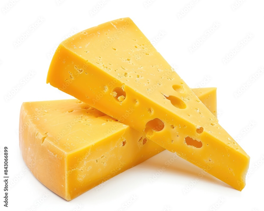 Cheddar Cheese Background. Textured Triangle Cheese Chunk Isolated on White Background Cheddar Cheese Background. Textured Triangle Cheese Chunk Isolated on White Background