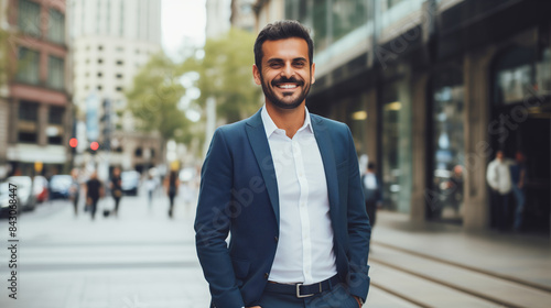 Wallpaper Mural Confident happy smiling man entrepreneur standing in the city, mature businessman in business suit Torontodigital.ca