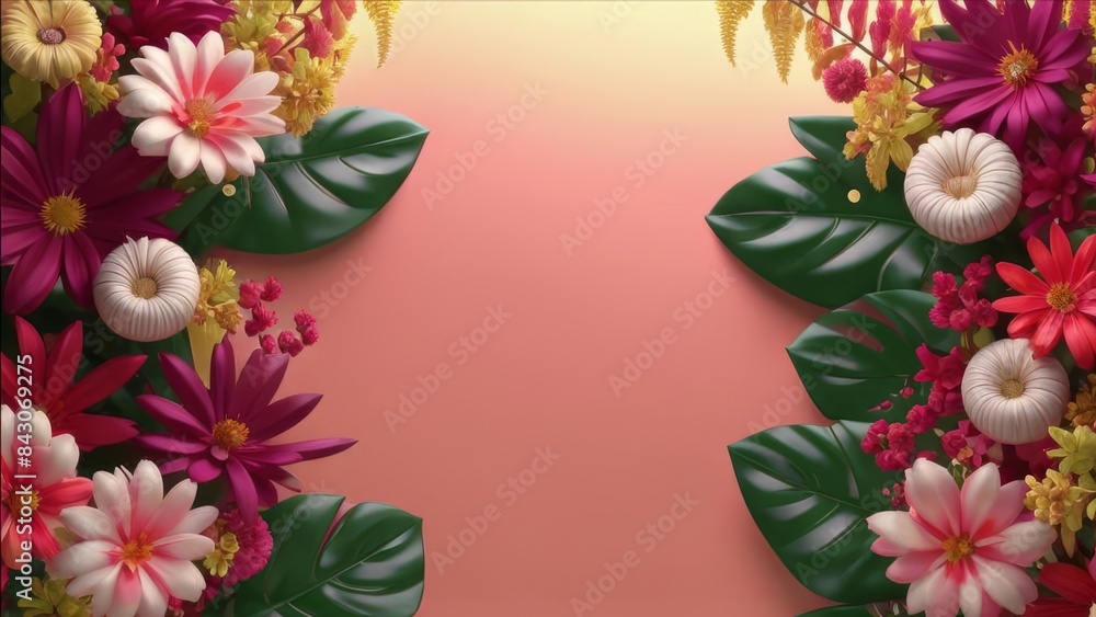 Flowers on a delicate background with free space are located on the side. Flowers on a delicate background with free space are located on the side.