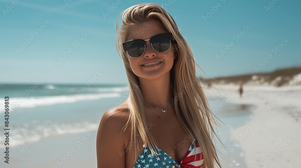 Woman American Flag Bikini: Beach Ready and Proudly American