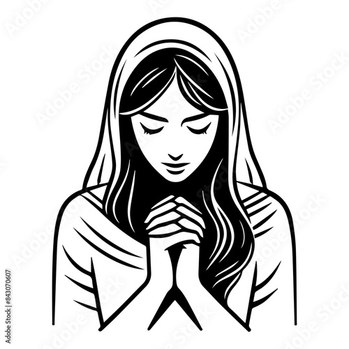 Silhouette of woman praying