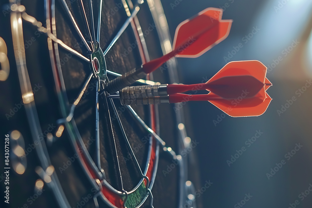 A dart precisely hitting the middle of a target, symbolizing accuracy and success in achieving goals.
