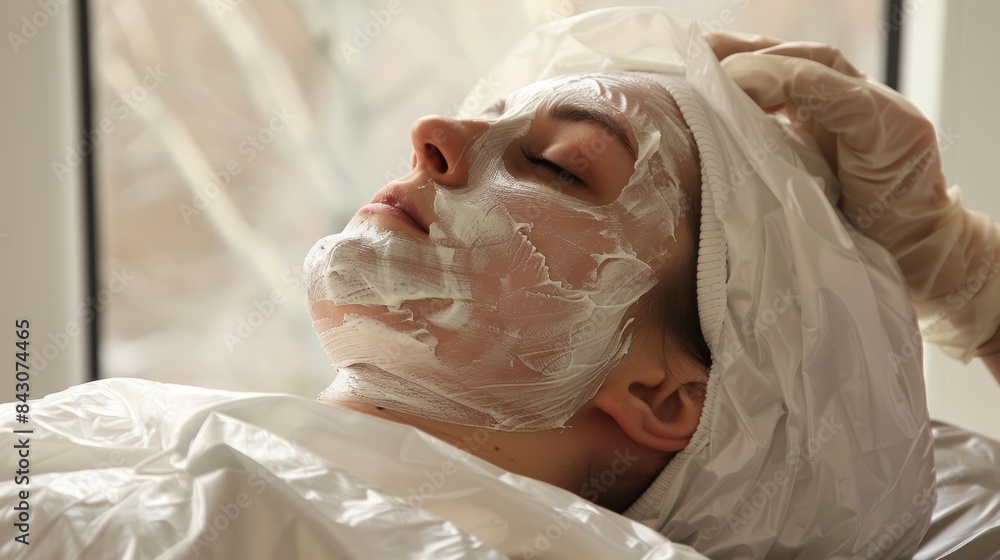 Cosmetologist Performing a Detoxifying Body Wrap Procedure in a Spa Setting for Skin Rejuvenation Cosmetologist Performing a Detoxifying Body Wrap Procedure in a Spa Setting for Skin Rejuvenation