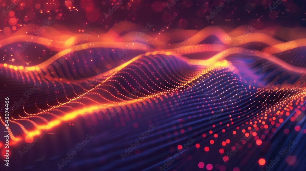 Obraz premium illustration abstract wave line, with digital 3D background. Ai generated image