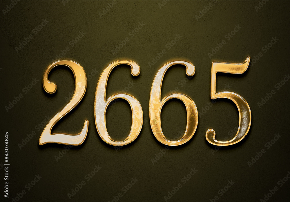 Old gold effect of 2665 number with 3D glossy style Mockup. Old gold effect of 2665 number with 3D glossy style Mockup.
