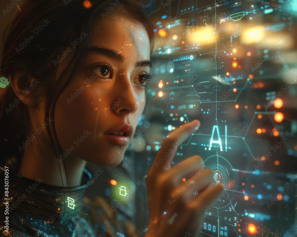 AI-developer, A man of the future who works with Artificial Intelligence AI-developer, A man of the future who works with Artificial Intelligence