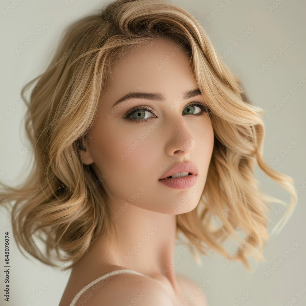 Fototapeta premium Elegant woman with the middle length blonde hair