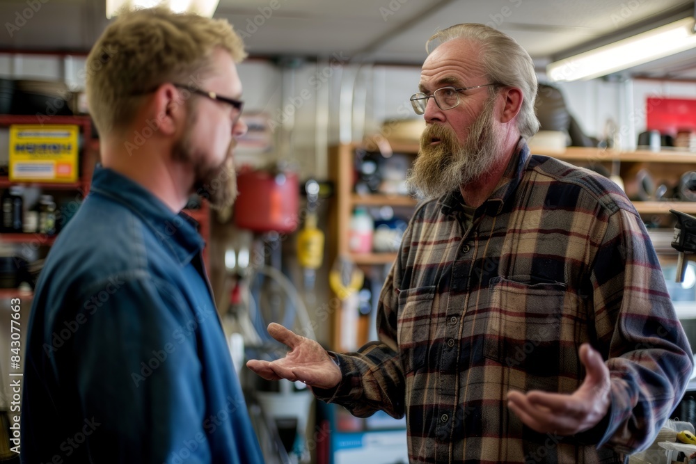 Mechanic Explains Differences Between Aftermarket and OEM Parts to Customer Using Visual Aids Mechanic Explains Differences Between Aftermarket and OEM Parts to Customer Using Visual Aids