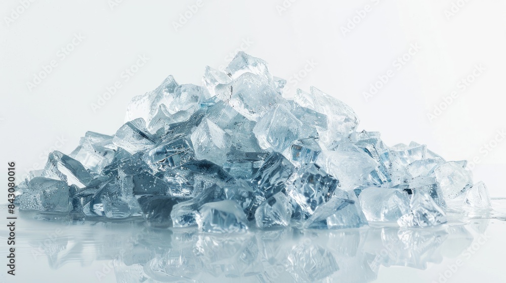Pile of Ice. Heap of Crushed Ice on Frosty White Background with Copy Space Pile of Ice. Heap of Crushed Ice on Frosty White Background with Copy Space