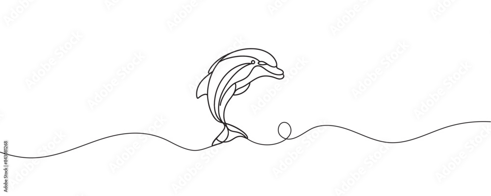 Continuous line drawing of a dolphin. One dolphin line. vector illustration Continuous line drawing of a dolphin. One dolphin line. vector illustration