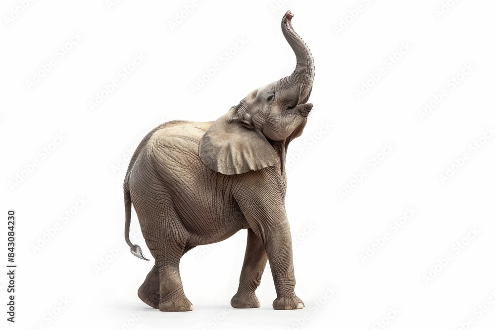 Obraz premium Happy elephant isolated on the white background