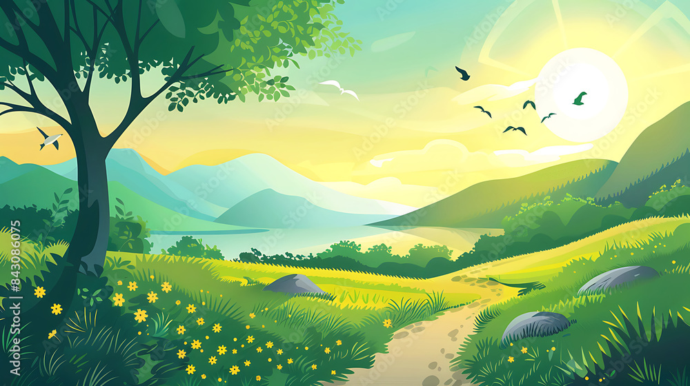 Obraz premium flat landscape illustration