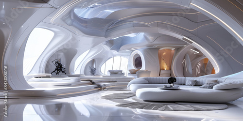 Modern futuristic sci fi white interior © Mykhaylo