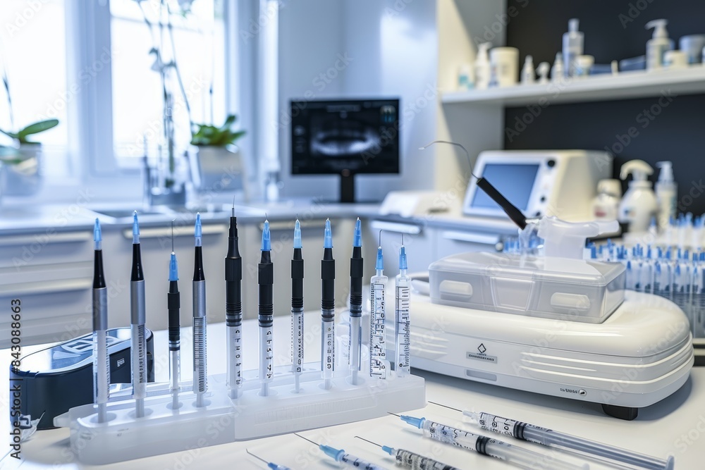 Modern Biorevitalization Equipment in High-Tech Clinical Setting for Aesthetic Procedures Modern Biorevitalization Equipment in High-Tech Clinical Setting for Aesthetic Procedures