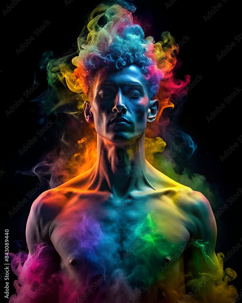 Colourful Rainbow LGBT Smoke Effect Person Pride Graphic Element in vibrant diverse rainbow colours Colourful Rainbow LGBT Smoke Effect Person Pride Graphic Element in vibrant diverse rainbow colours
