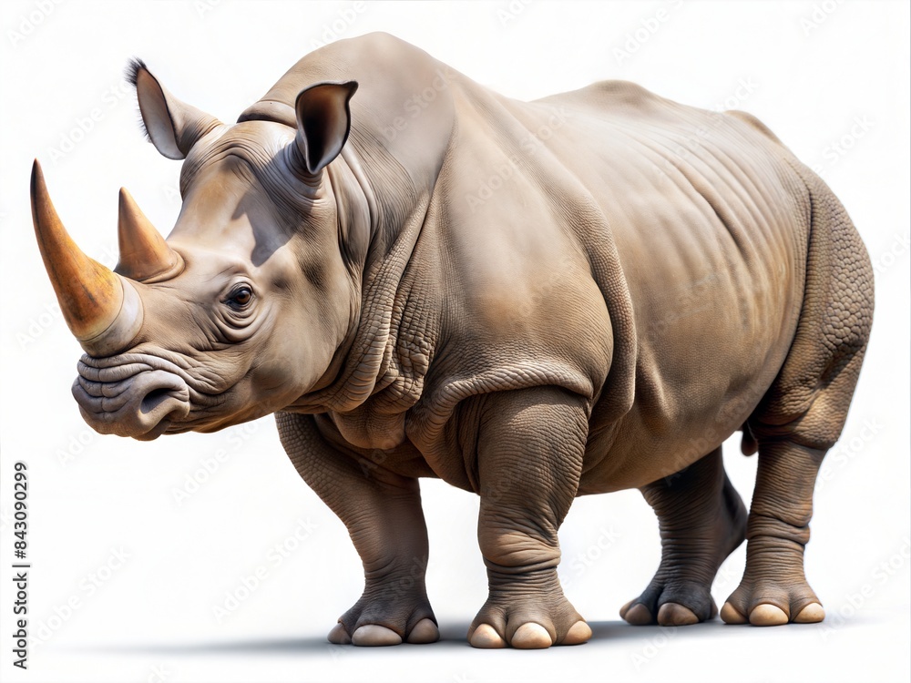 Obraz premium Nashorn mit weißem Hintergrund