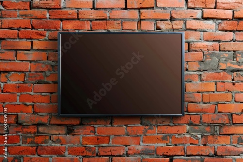 Wallpaper Mural TV on Brick Wall. Modern LED TV with Blank Black Screen Hanging on Red Brick Wall Torontodigital.ca