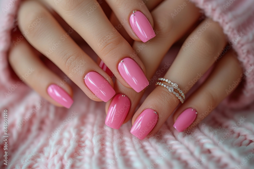 woman hands with elegant pink colors manicure woman hands with elegant pink colors manicure