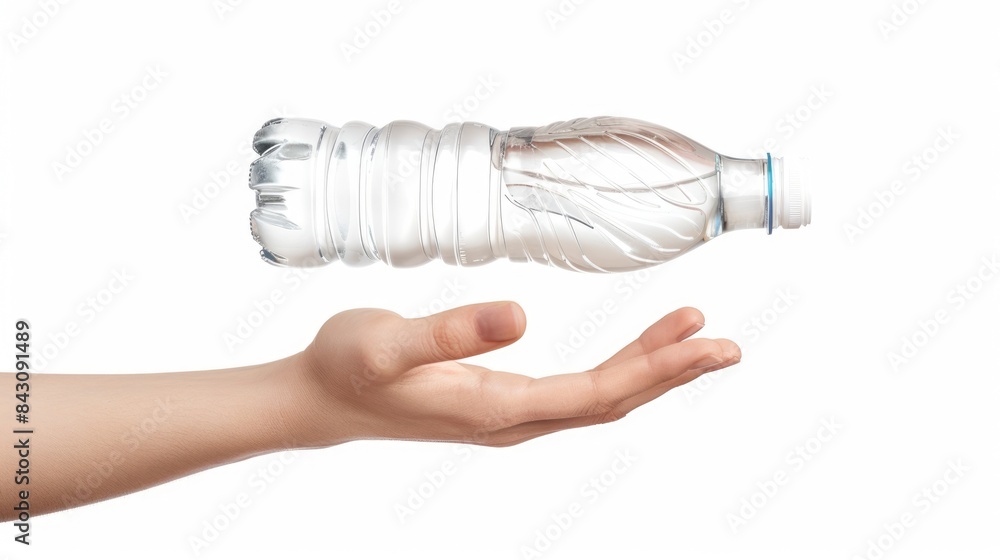 Hand Gripping. Caucasian Female Teen Holding Bottle with White Background Hand Gripping. Caucasian Female Teen Holding Bottle with White Background