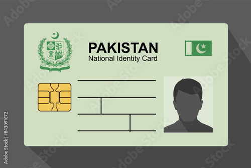 Pakistan National Identity Card Flat Vector