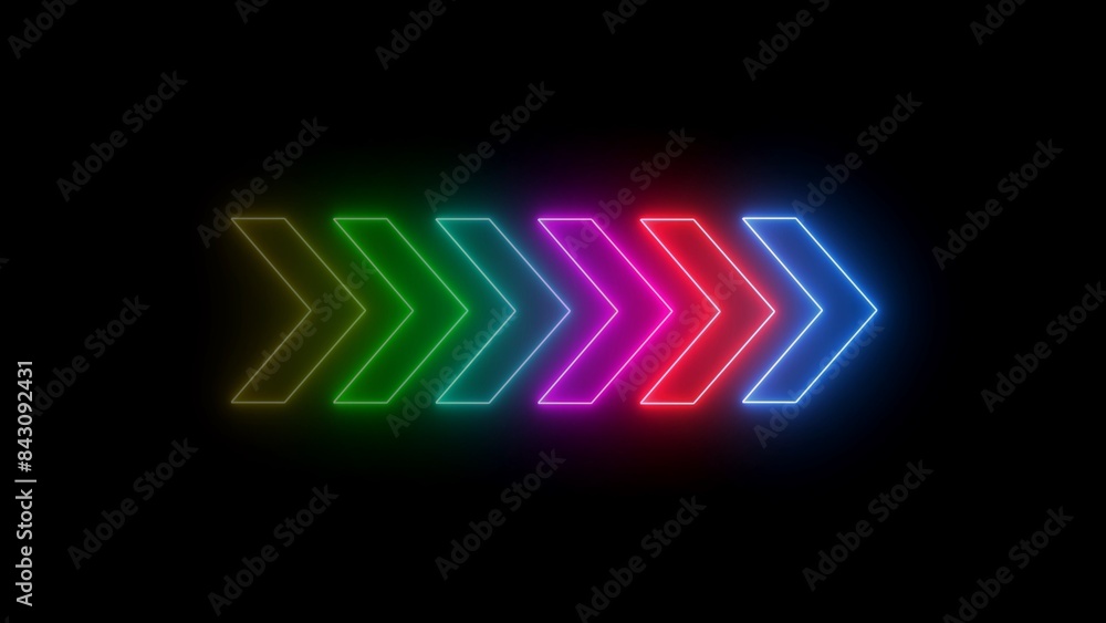 Glowing Neon six Arrow Instruction Pointer. Abstract directional neon arrow loop loading icon. Glowing Neon six Arrow Instruction Pointer. Abstract directional neon arrow loop loading icon.