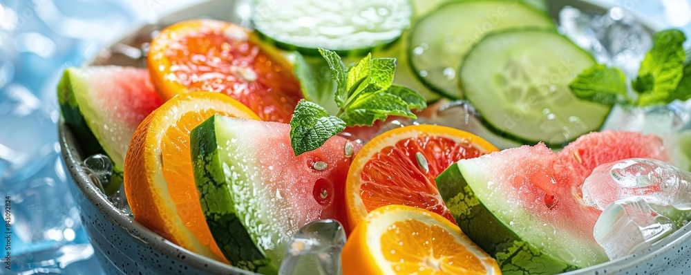 Stay hydrated in summer with hydrating fruits like watermelon, cucumbers, and oranges Stay hydrated in summer with hydrating fruits like watermelon, cucumbers, and oranges