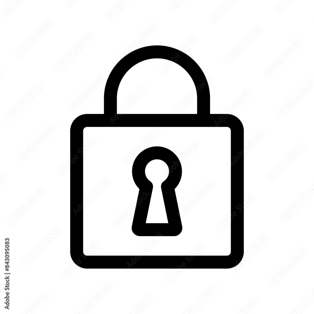 Padlock with keyhole icon, security line icon. Padlock with keyhole icon, security line icon.