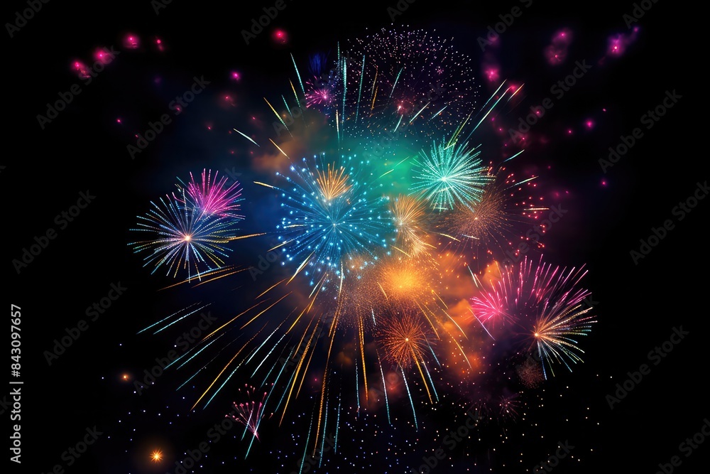 Fireworks background. Happy New Year background , AI generative Fireworks background. Happy New Year background , AI generative
