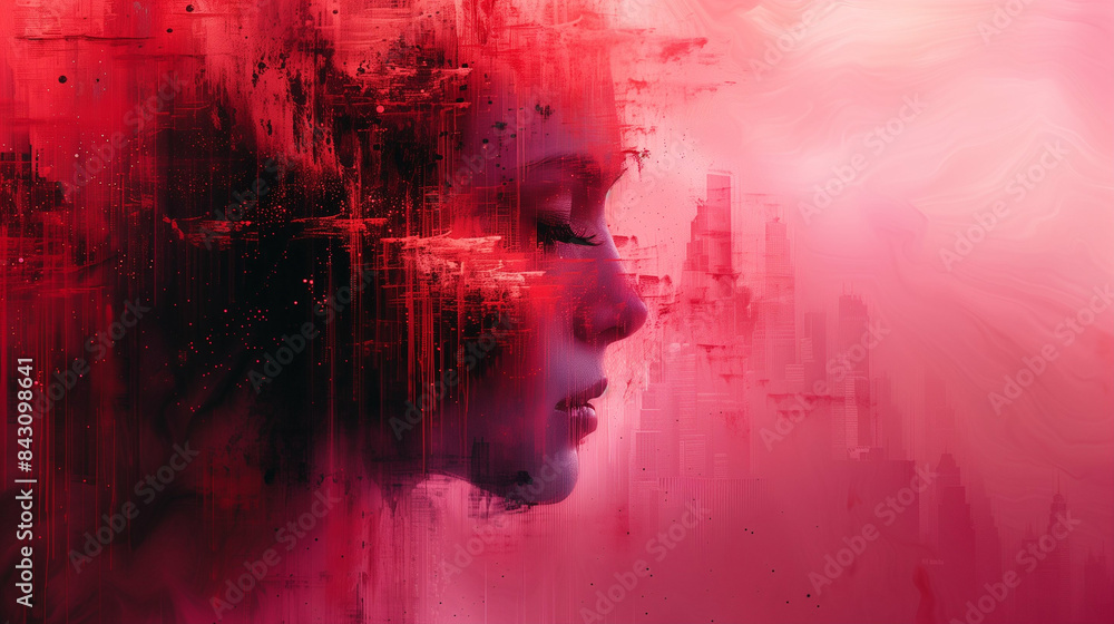 Fototapeta premium Abstract Woman's Face. Emotion in Digital Art