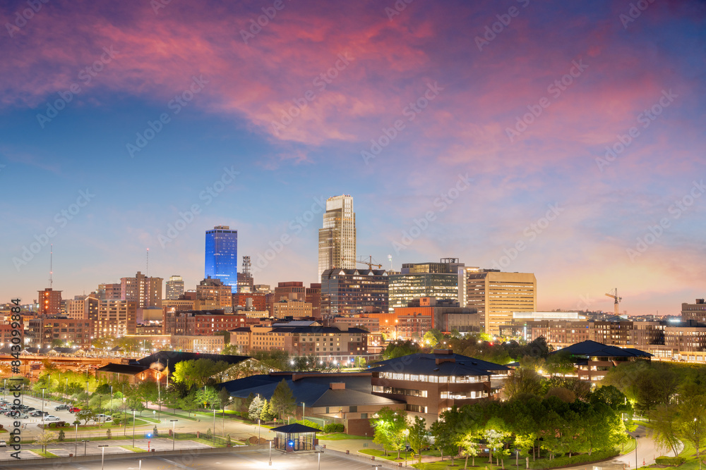 Fototapeta premium Omaha, Nebraska, USA Cityscape at Dusk