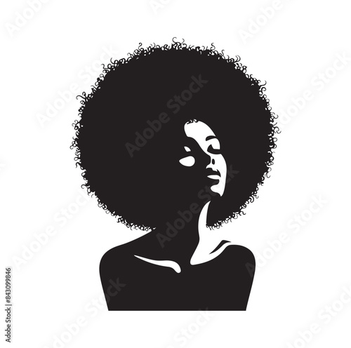 black females silhouettes face profile vignette. black isolated white background