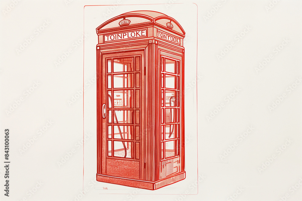 A red line drawing of a London telephone box contrasts sharply with the ...