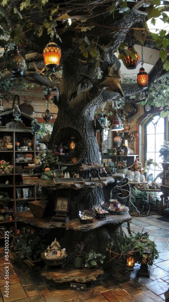 Fototapeta premium Enchanting Fantasy Art in a Charming Decorating Store: Small Business Owners Infusing Personal Touches with a Natural Look