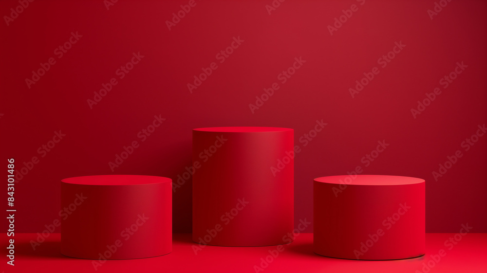 Sets Composition of steps realistic Minimal background. simple podium red color background environment with copy space for product presentation. 3d rendering illustration. Sets Composition of steps realistic Minimal background. simple podium red color background environment with copy space for product presentation. 3d rendering illustration.