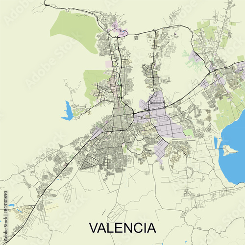 Valencia, Venezuela map poster art photo