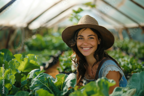 Woman farmer in a vegetable field