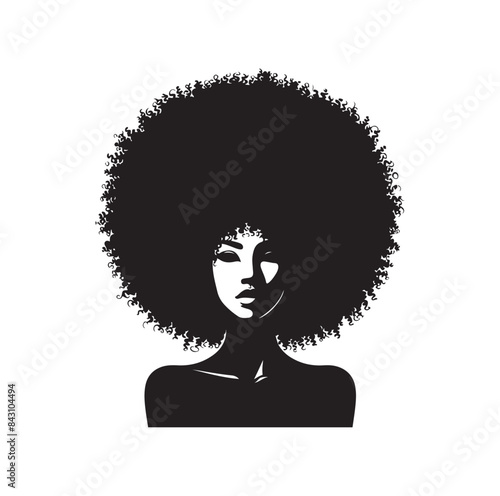 black females silhouettes face profile vignette. black isolated white background