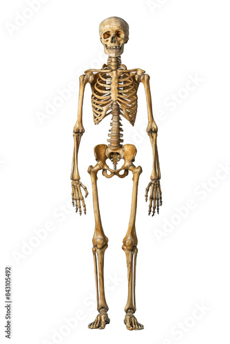 human skeleton isolated on transparent background ,fullbody skeleton anatomy png ,generative ai